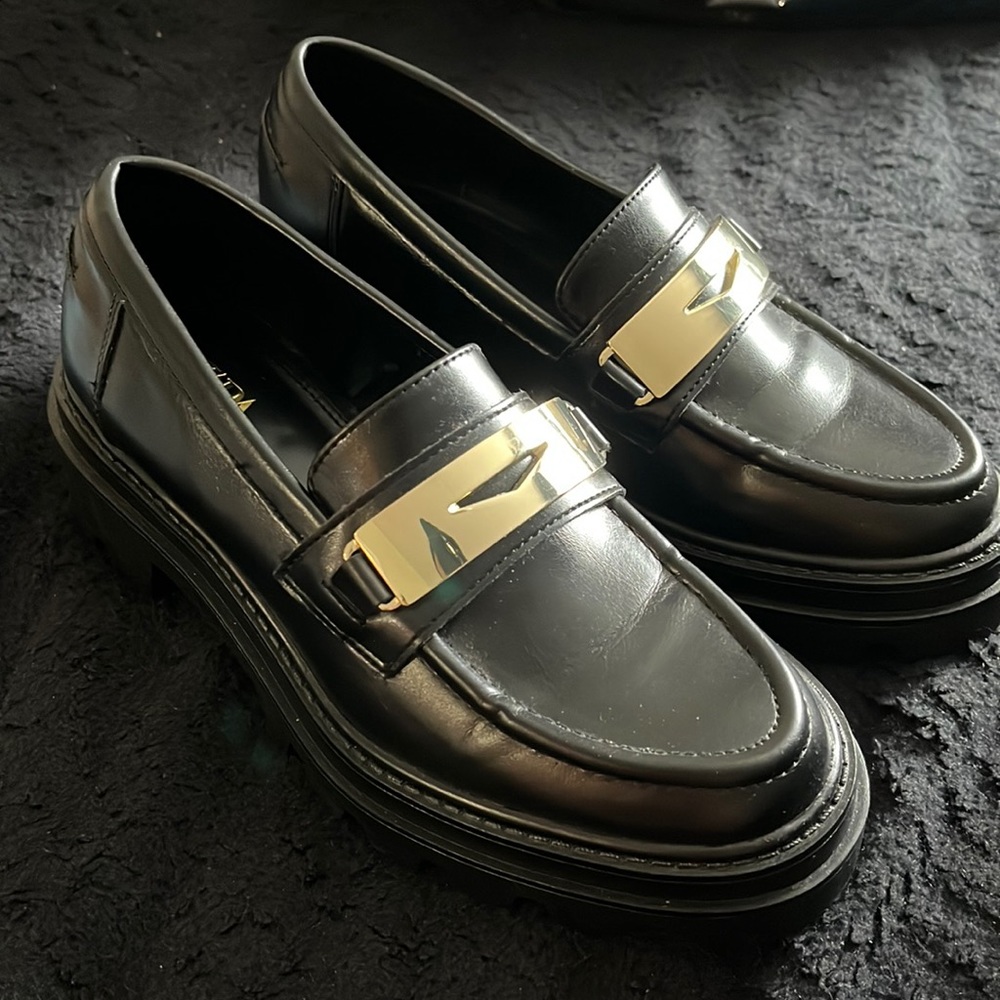 Zara Black Platform Loafers 36